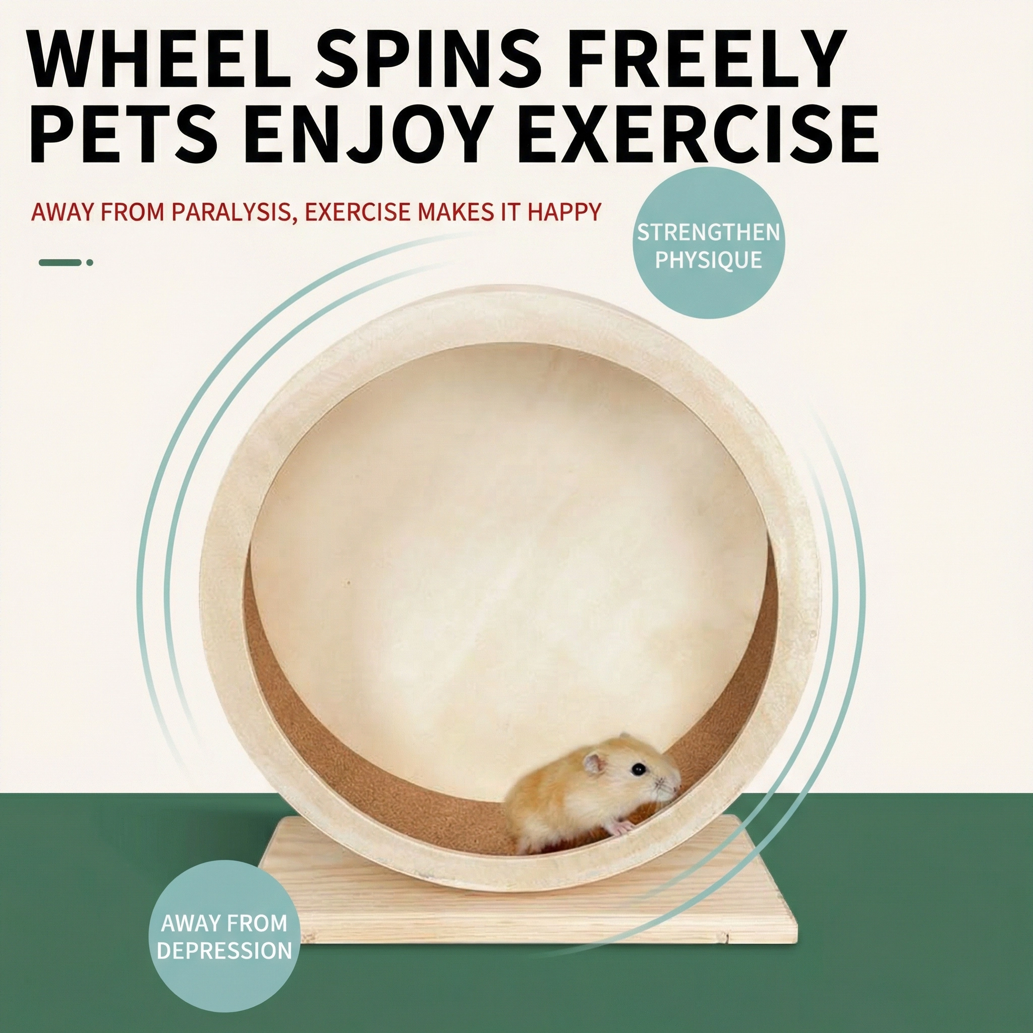 Silent Wooden Hamster Exercise Wheel | Cork Mat | 4 Sizes – Lumopetshop